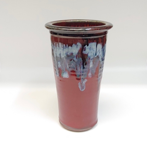 #220811 Vase/Utensil Caddy Red with Splash 9x5.25 $24 at Hunter Wolff Gallery